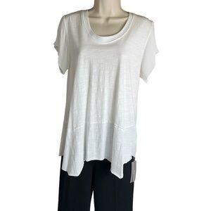 Soft Surroundings 100% Cotton Short Sleeve Lightweight Tee -White - Size Medium